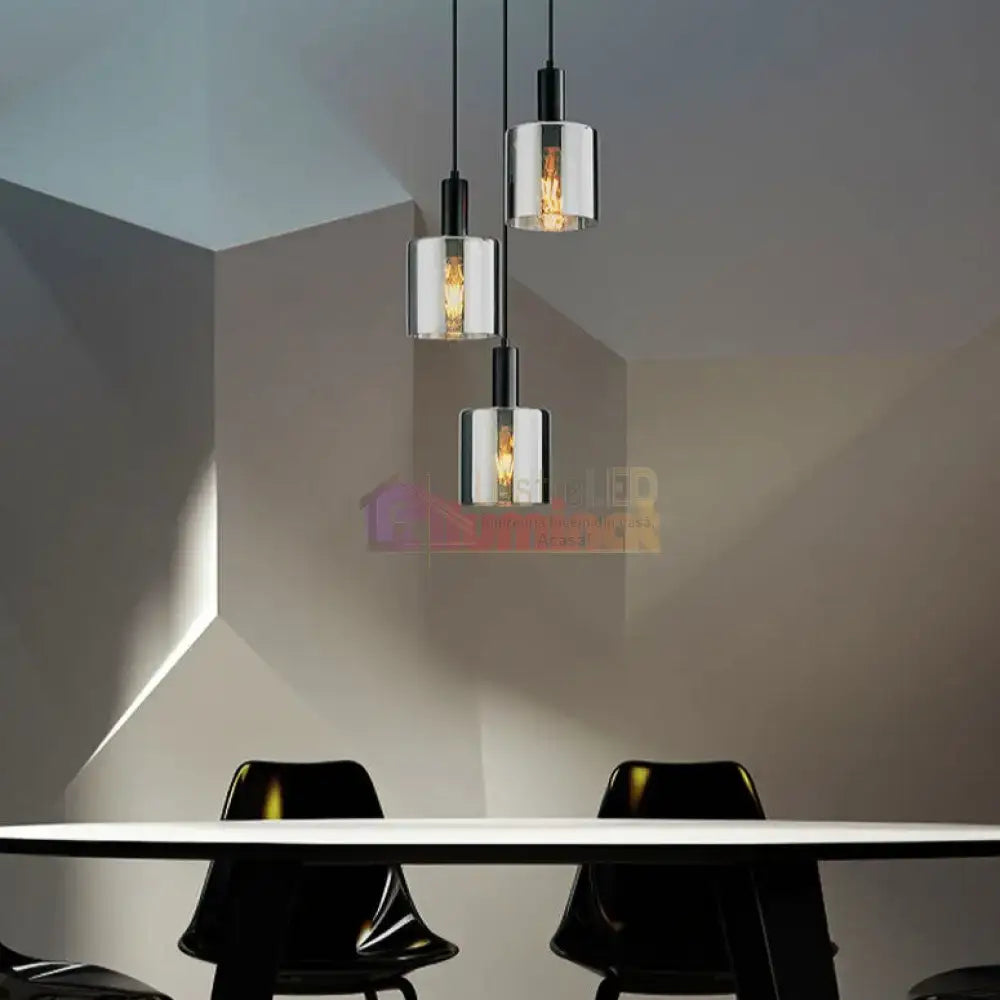 Lustra Abajur Fumuriu SAVIO Suport Rotund 3xE27 lustreled.ro