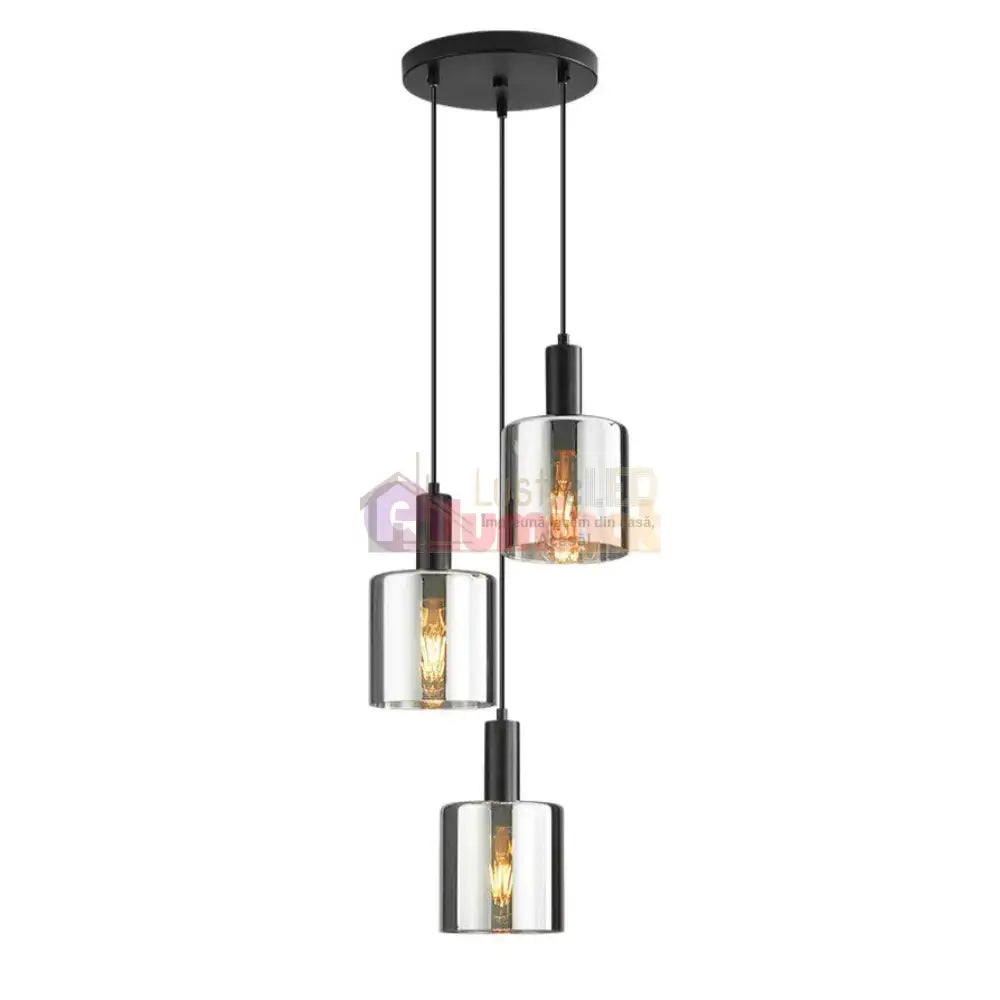 Lustra Abajur Fumuriu SAVIO Suport Rotund 3xE27 lustreled.ro