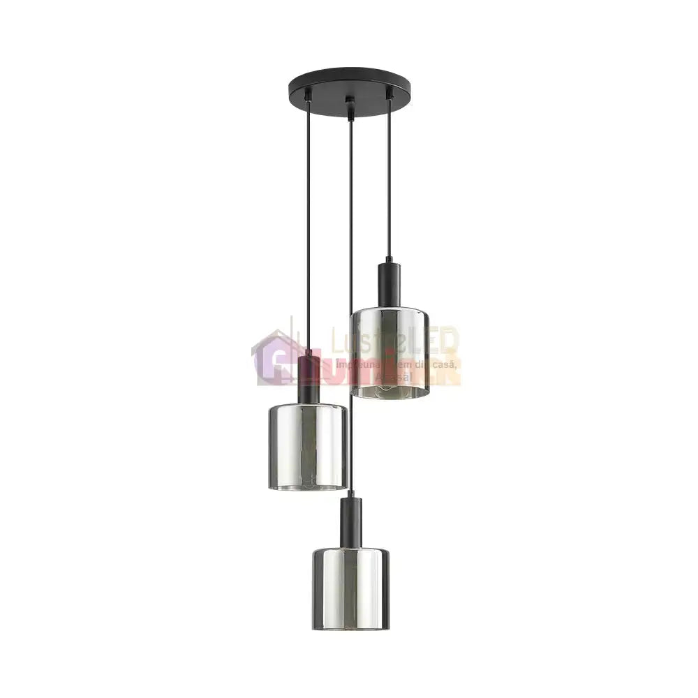 Lustra Abajur Fumuriu SAVIO Suport Rotund 3xE27 lustreled.ro