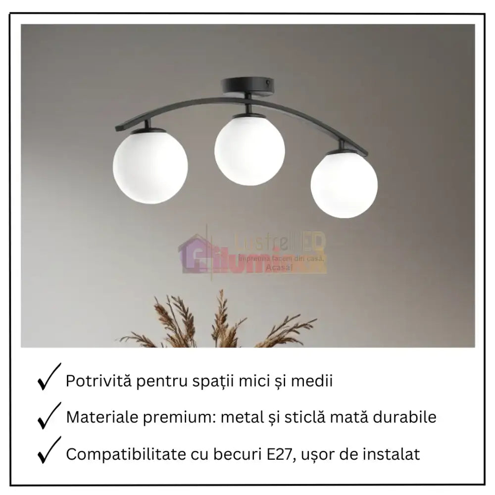 Lustra Abajur MAT 3xE27 Arc Halo lustreled.ro