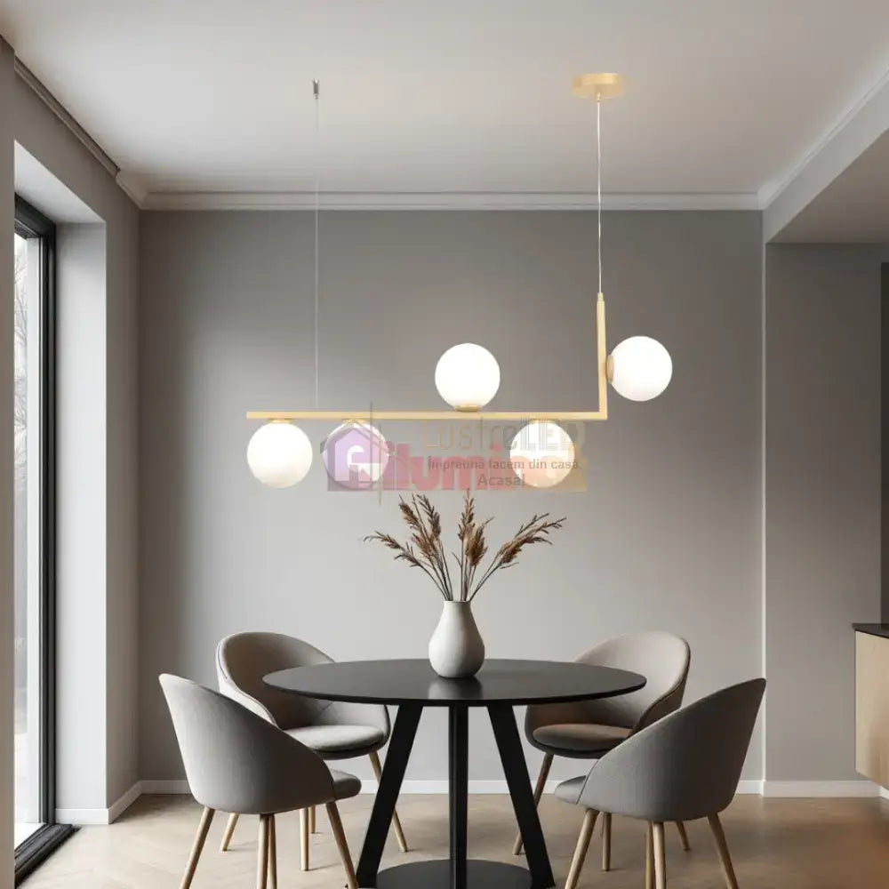 Lustra Abajur MAT 5xE27 Nordic Glow GOLD lustreled.ro