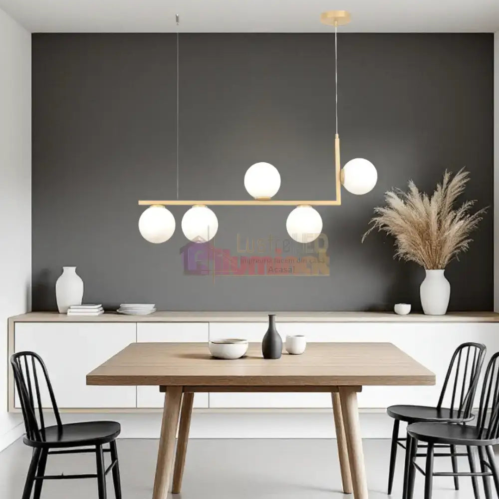 Lustra Abajur MAT 5xE27 Nordic Glow GOLD lustreled.ro