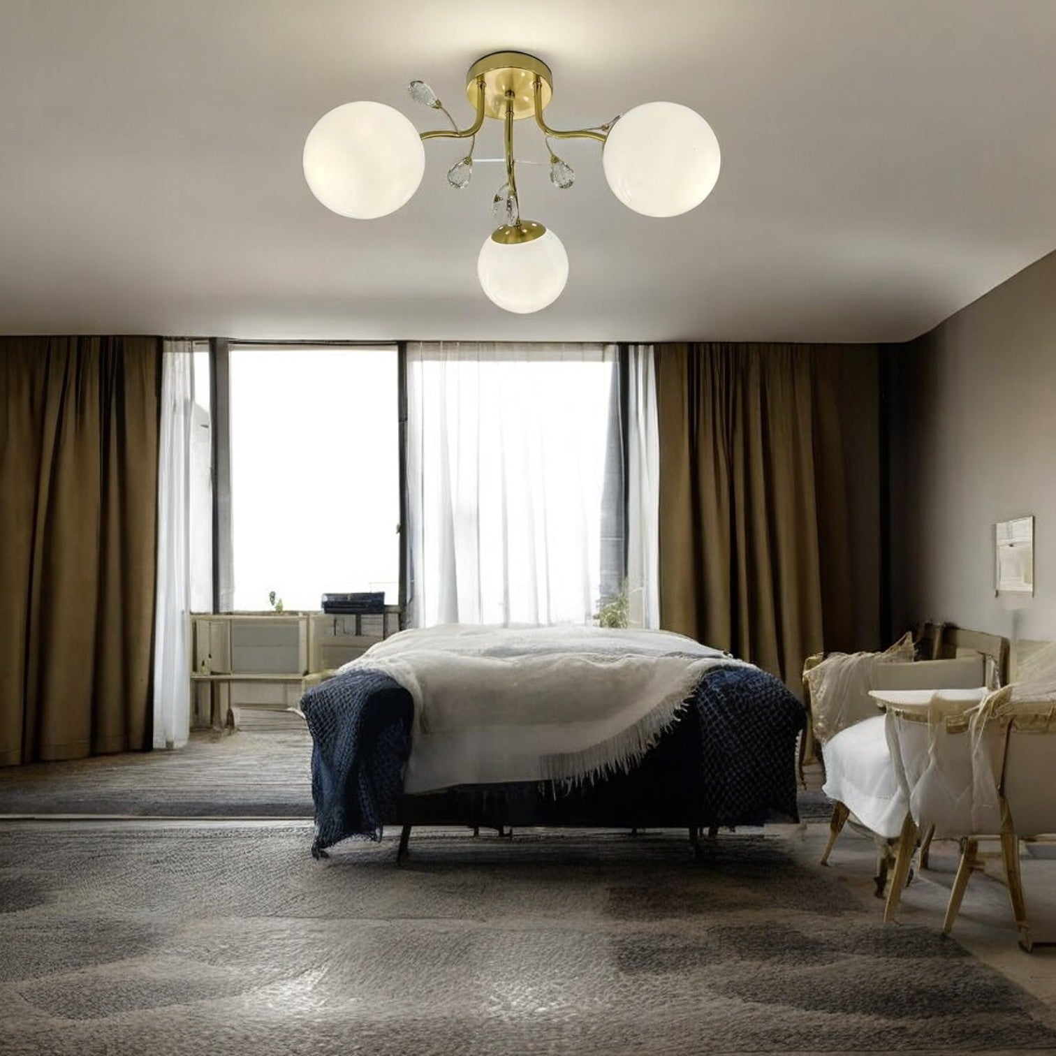 Lustra Abajur Mat Aplicata 3xE27 Gold Glamour