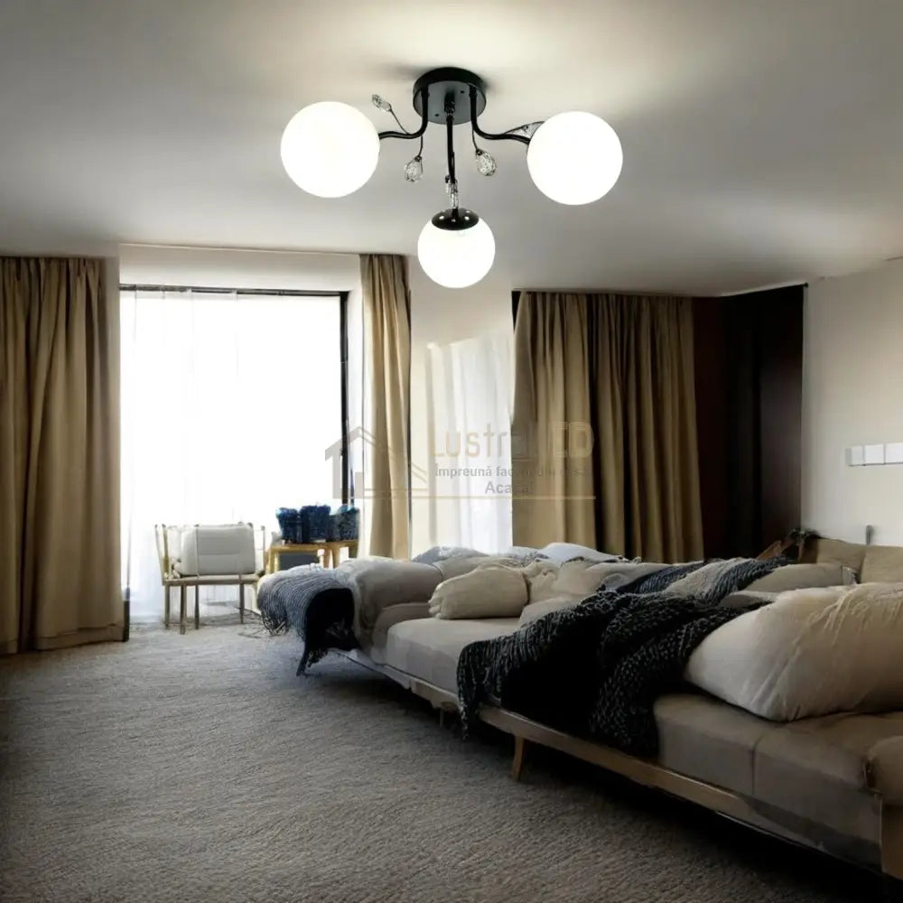 Lustra Abajur Mat Aplicata 3Xe27 Black Glamour Chandeliers