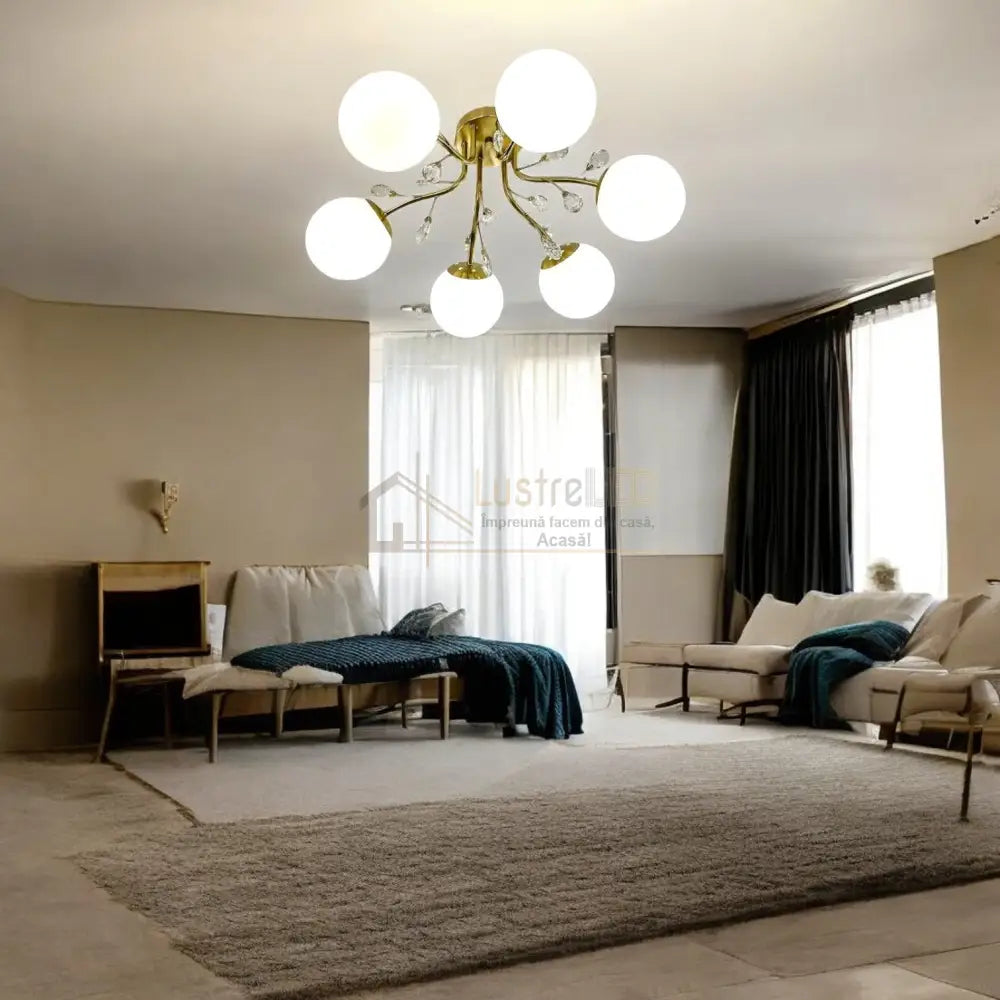 Lustra Abajur Mat Aplicata 6Xe27 Gold Glamour Chandeliers