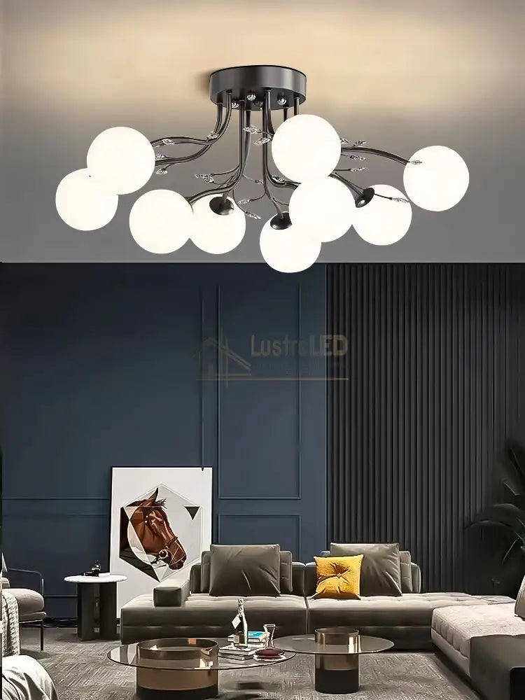 Lustra Abajur Mat Aplicata 9Xe27 Black Glamour Chandeliers