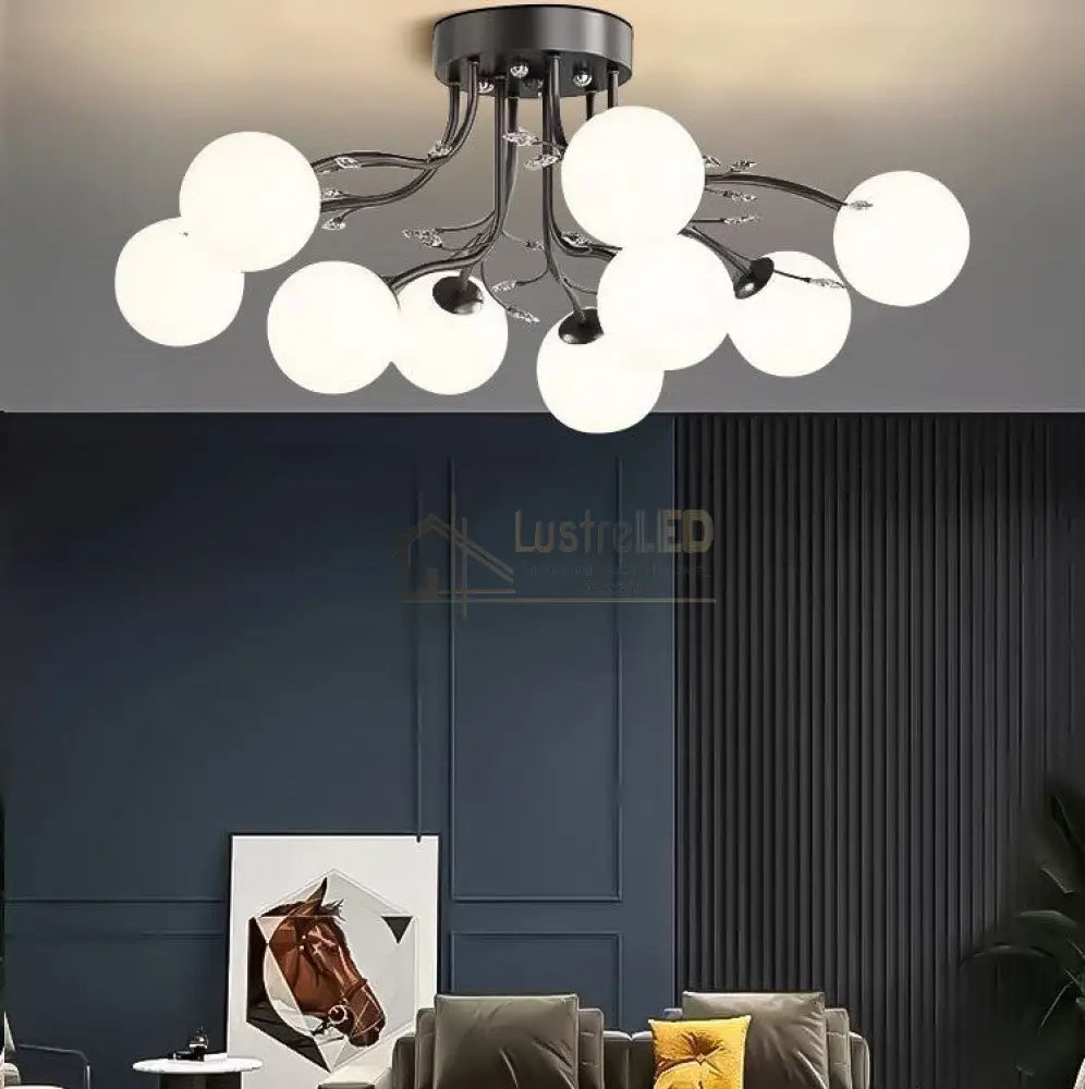 Lustra Abajur Mat Aplicata 9Xe27 Black Glamour Chandeliers