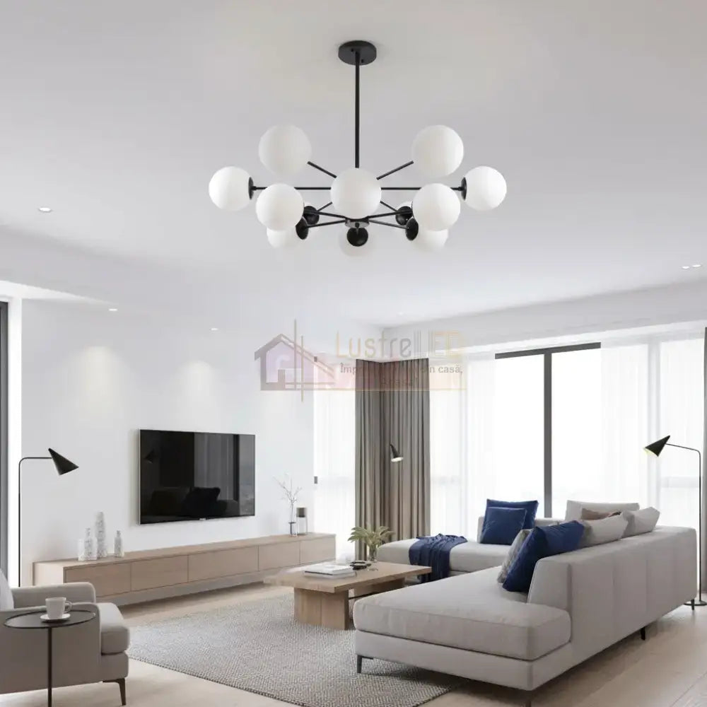 Lustra Abajur MAT BLACK 12XE27 DX103/6 + 6 Chandeliers