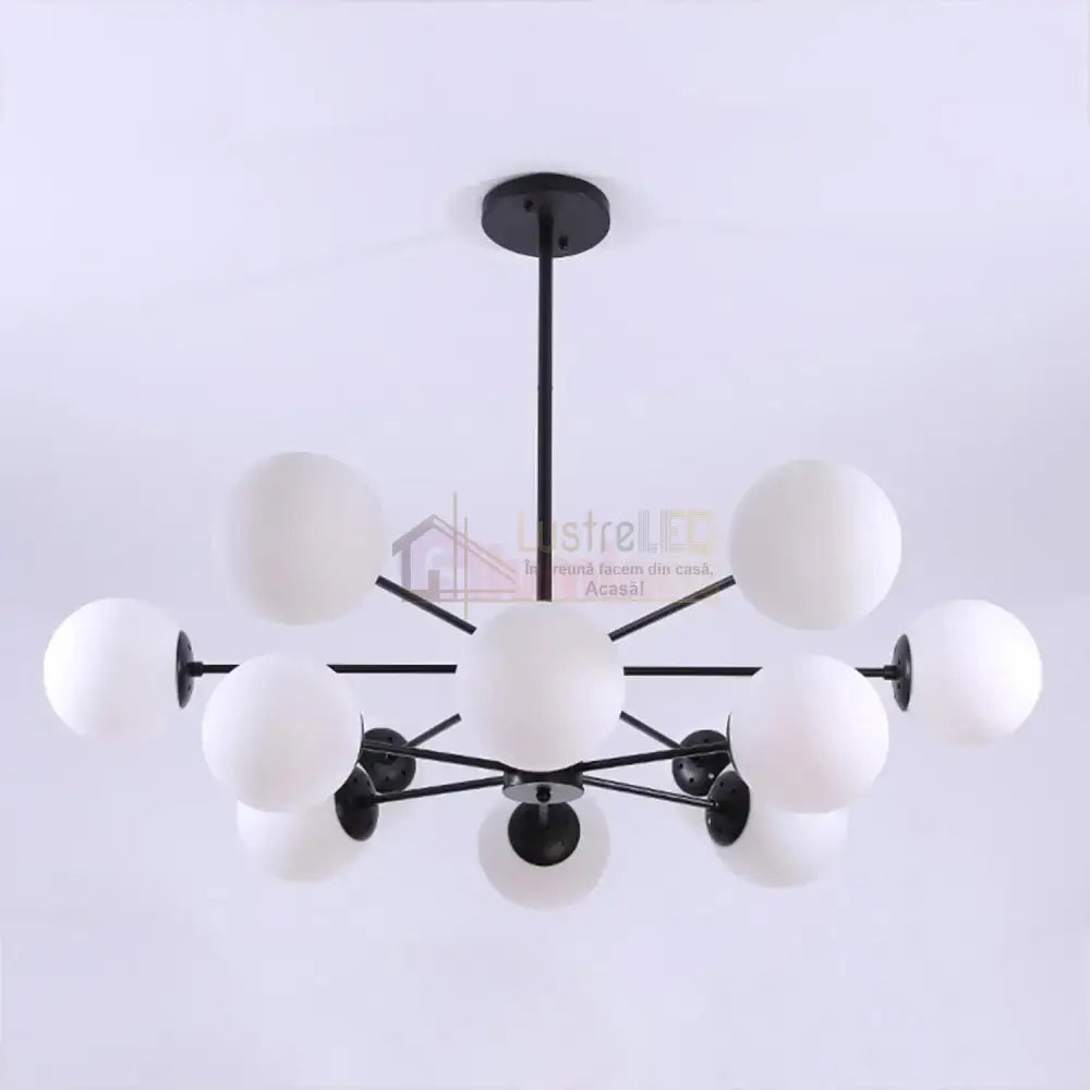 Lustra Abajur MAT BLACK 12XE27 DX103/6 + 6 Chandeliers