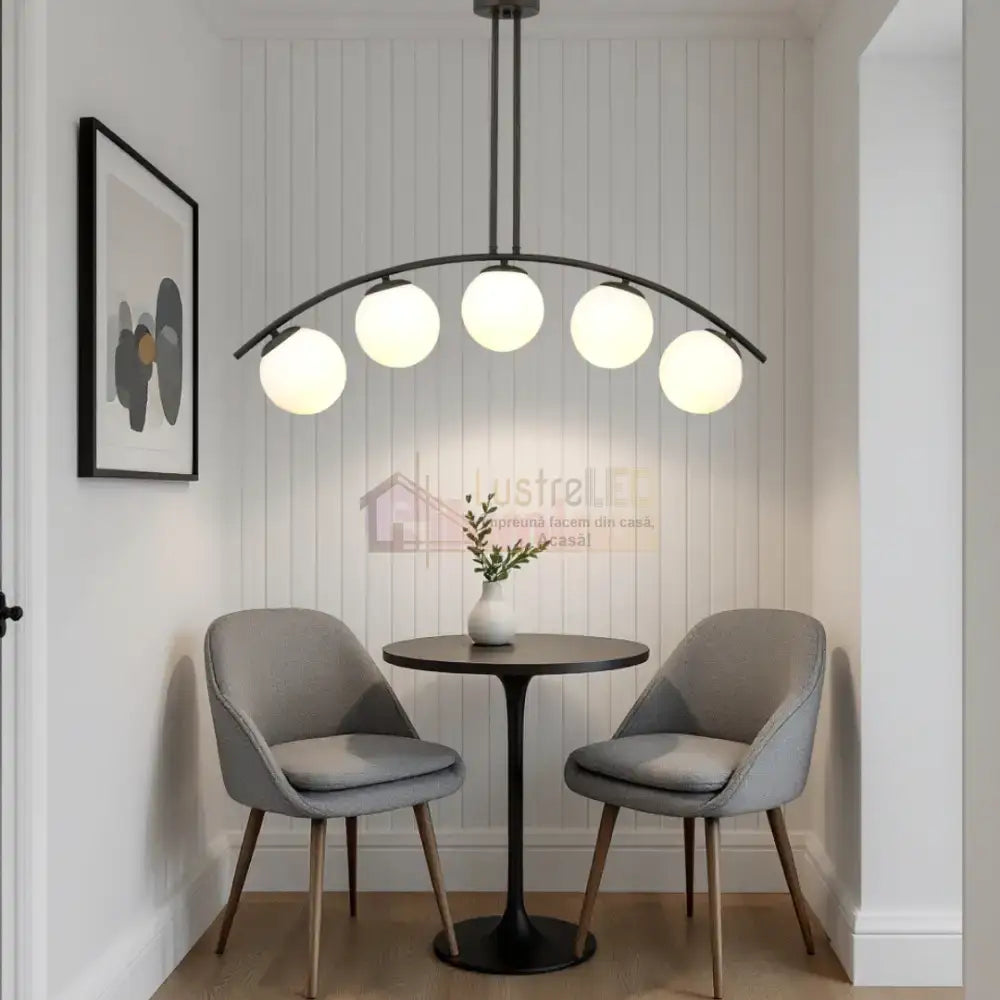 Lustra Abajur 5xE27 MAT BLACK ARC - 6639-5 NEAGRA / ABAJUR Chandeliers
