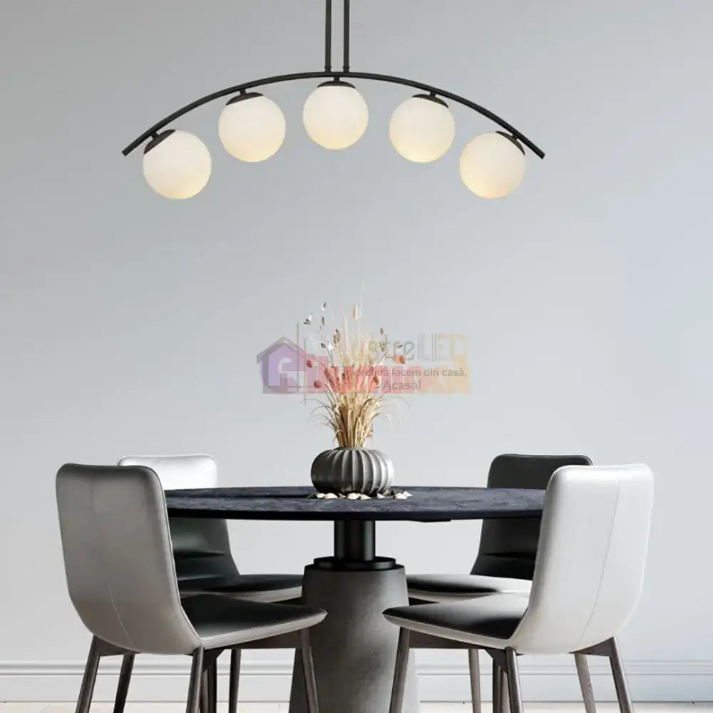 Lustra Abajur MAT BLACK ARQUE 5xE27 lustreled.ro