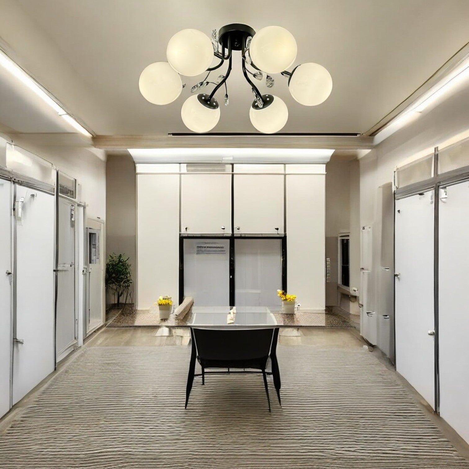 Lustra Abajur Mat Aplicata 6xE27 Black Glamour