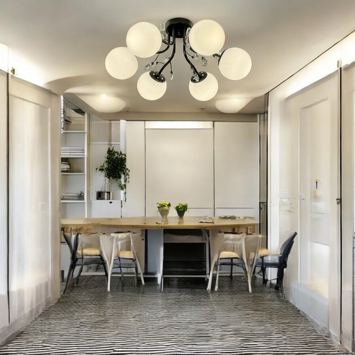 Lustra Abajur Mat Aplicata 6xE27 Black Glamour