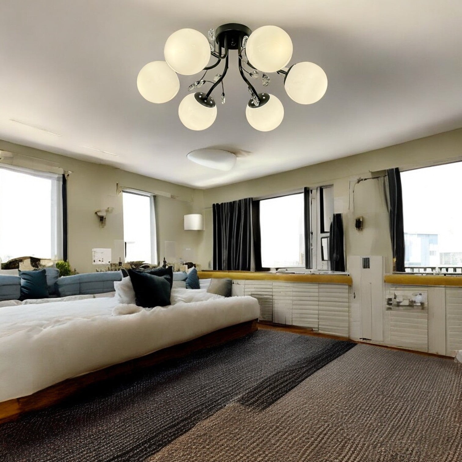 Lustra Abajur Mat Aplicata 6xE27 Black Glamour