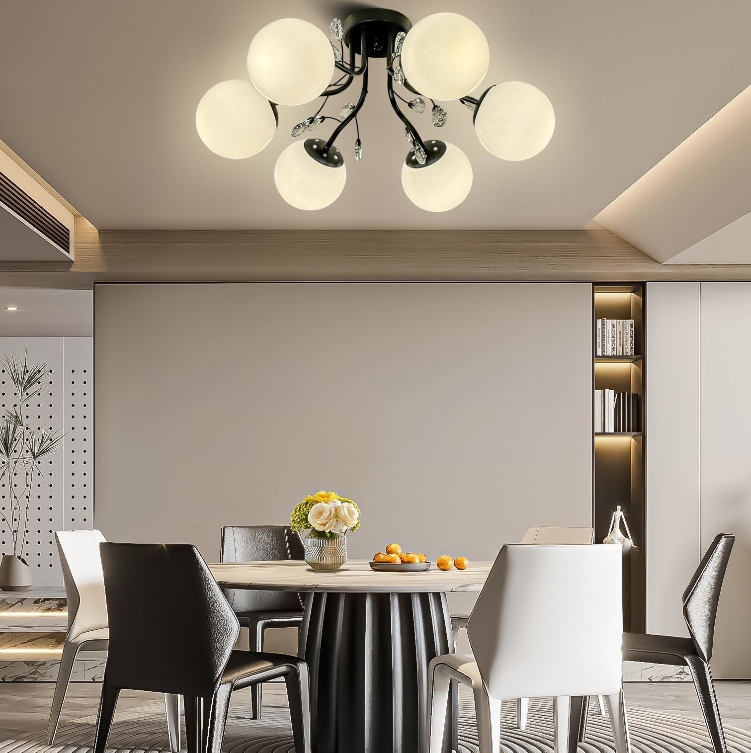 Lustra Abajur Mat Aplicata 6xE27 Black Glamour