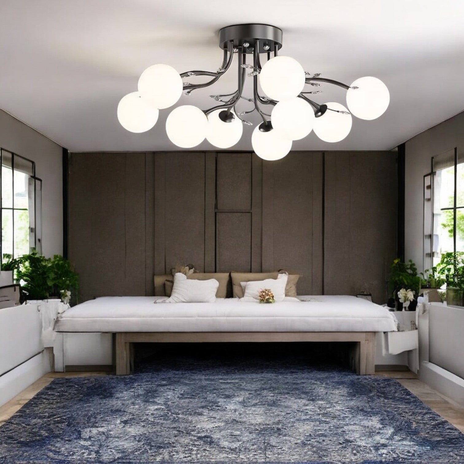 Lustra Abajur Mat Aplicata 9xE27 Black Glamour