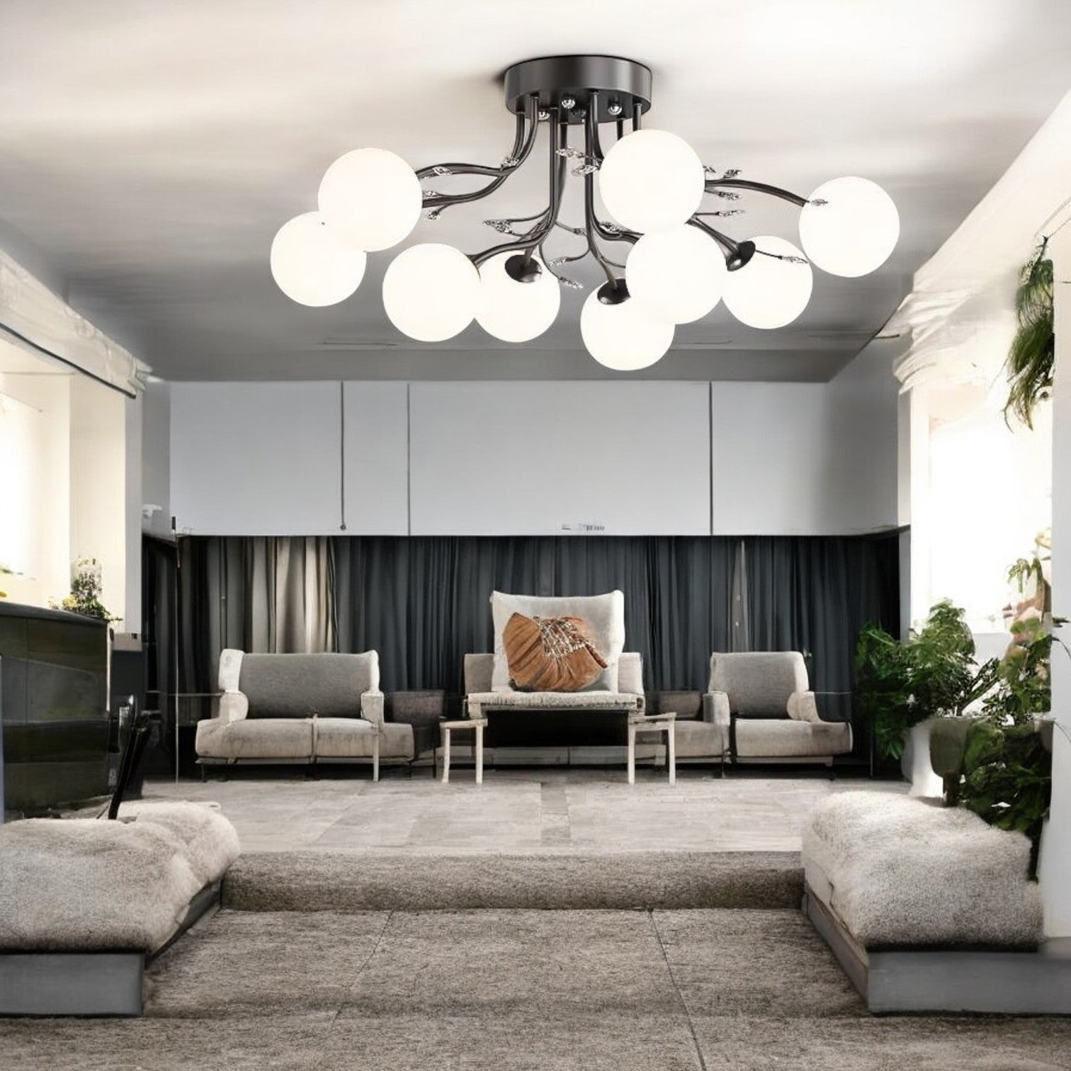 Lustra Abajur Mat Aplicata 9xE27 Black Glamour