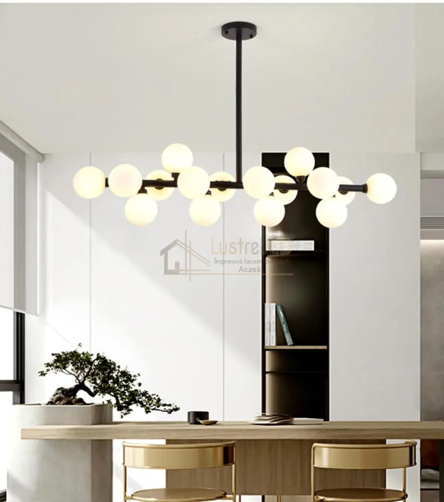 Lustra Abajur Mat Liniara 16Xg9 Abajur / Neagra Chandeliers