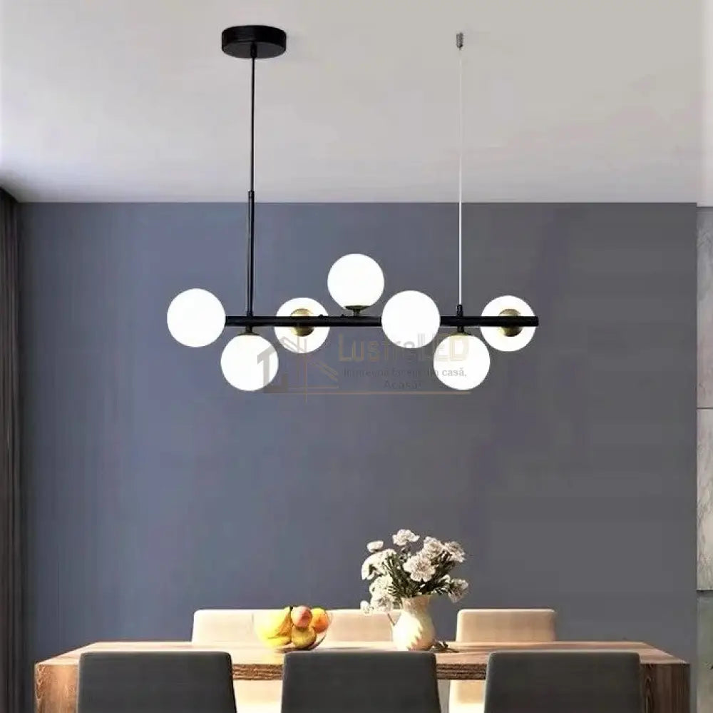Lustra Abajur Mat Black Liniara 7Xg9 Chandeliers