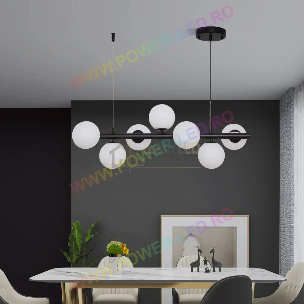 Lustra Abajur Mat Black Liniara 7Xg9 Chandeliers