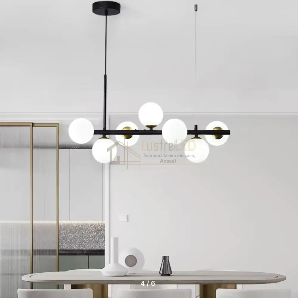 Lustra Abajur Mat Black Liniara 7Xg9 Chandeliers
