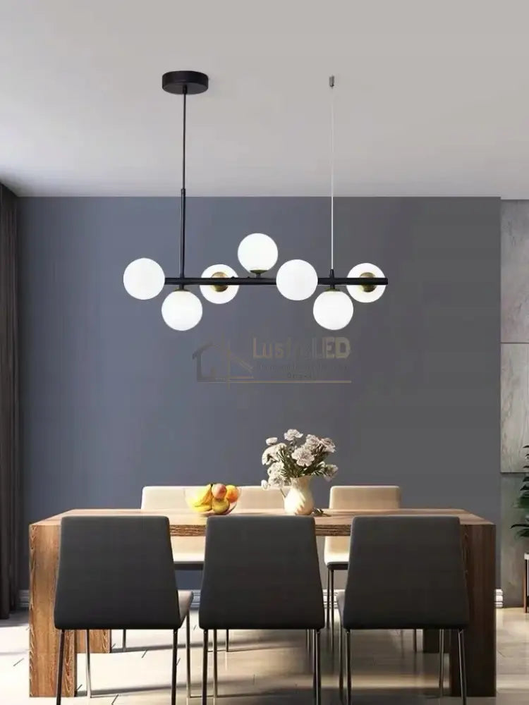 Lustra Abajur Mat Black Liniara 7Xg9 Chandeliers