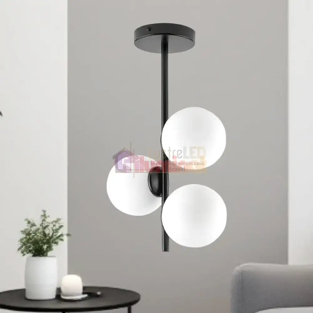Lustra Abajur 3xE27 MAT BLACK - 8867-3 lustreled.ro
