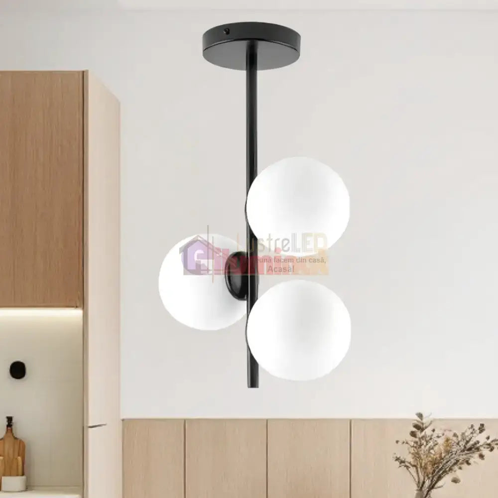 Lustra Abajur 3xE27 MAT BLACK - 8867-3 lustreled.ro