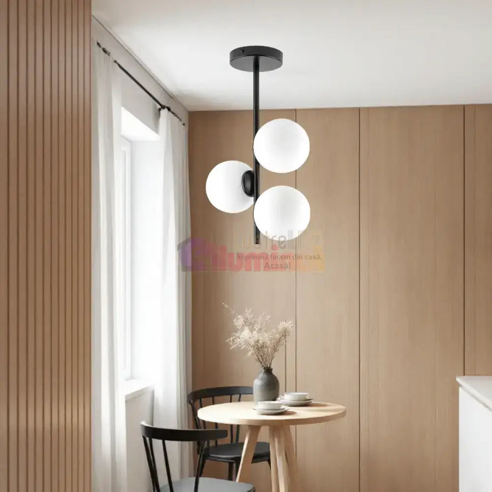 Lustra Abajur 3xE27 MAT BLACK - 8867-3 lustreled.ro