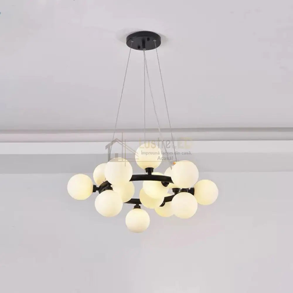 Lustra Abajur MAT Black Rotunda 15xG9 50CM lustreled.ro