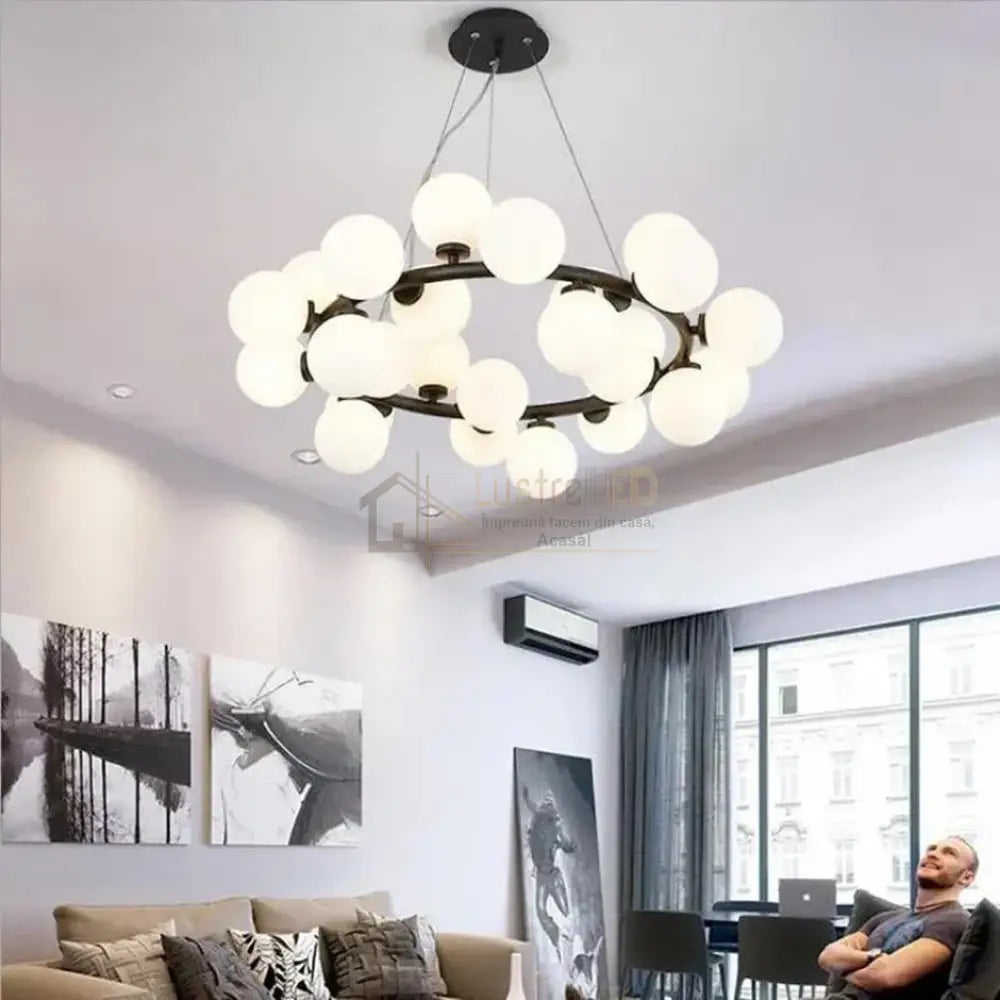 Lustra Abajur MAT Black Rotunda 25xG9 70CM lustreled.ro