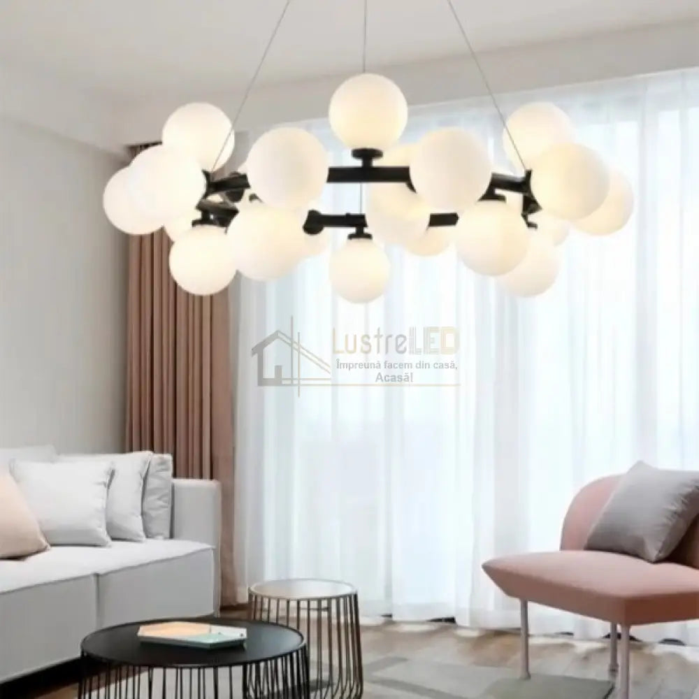 Lustra Abajur MAT Black Rotunda 25xG9 70CM lustreled.ro