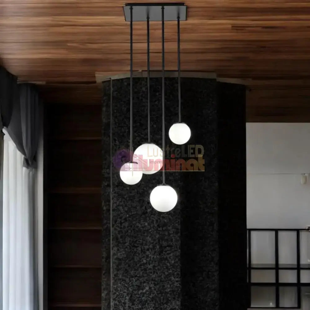 Lustra Abajur MAT Black SIGMA 4xE27 lustreled.ro