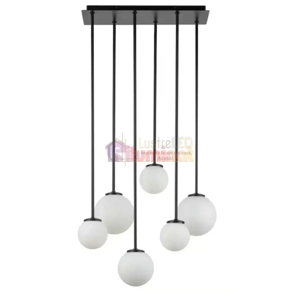 Lustra Abajur MAT Black SIGMA 6xE27 lustreled.ro
