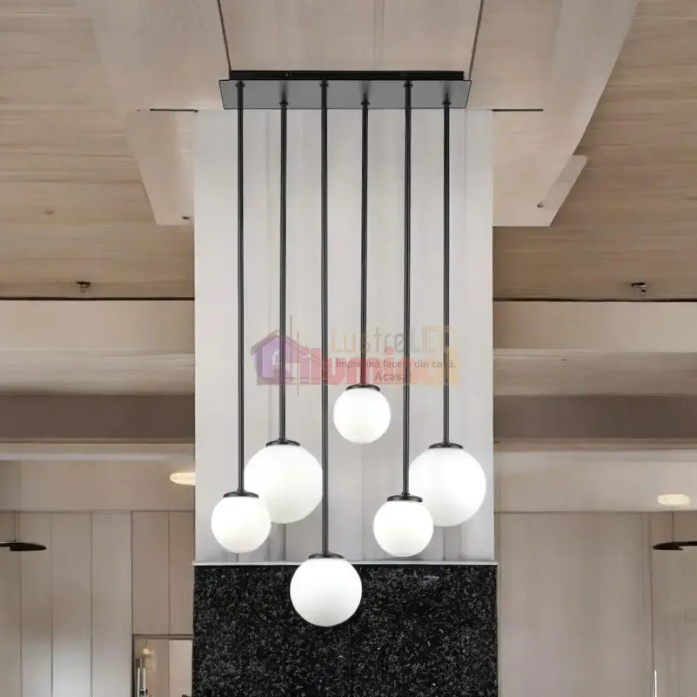 Lustra Abajur MAT Black SIGMA 6xE27 lustreled.ro