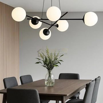 Lustra Abajur MAT Black Suspendata 6xE27 lustreled.ro
