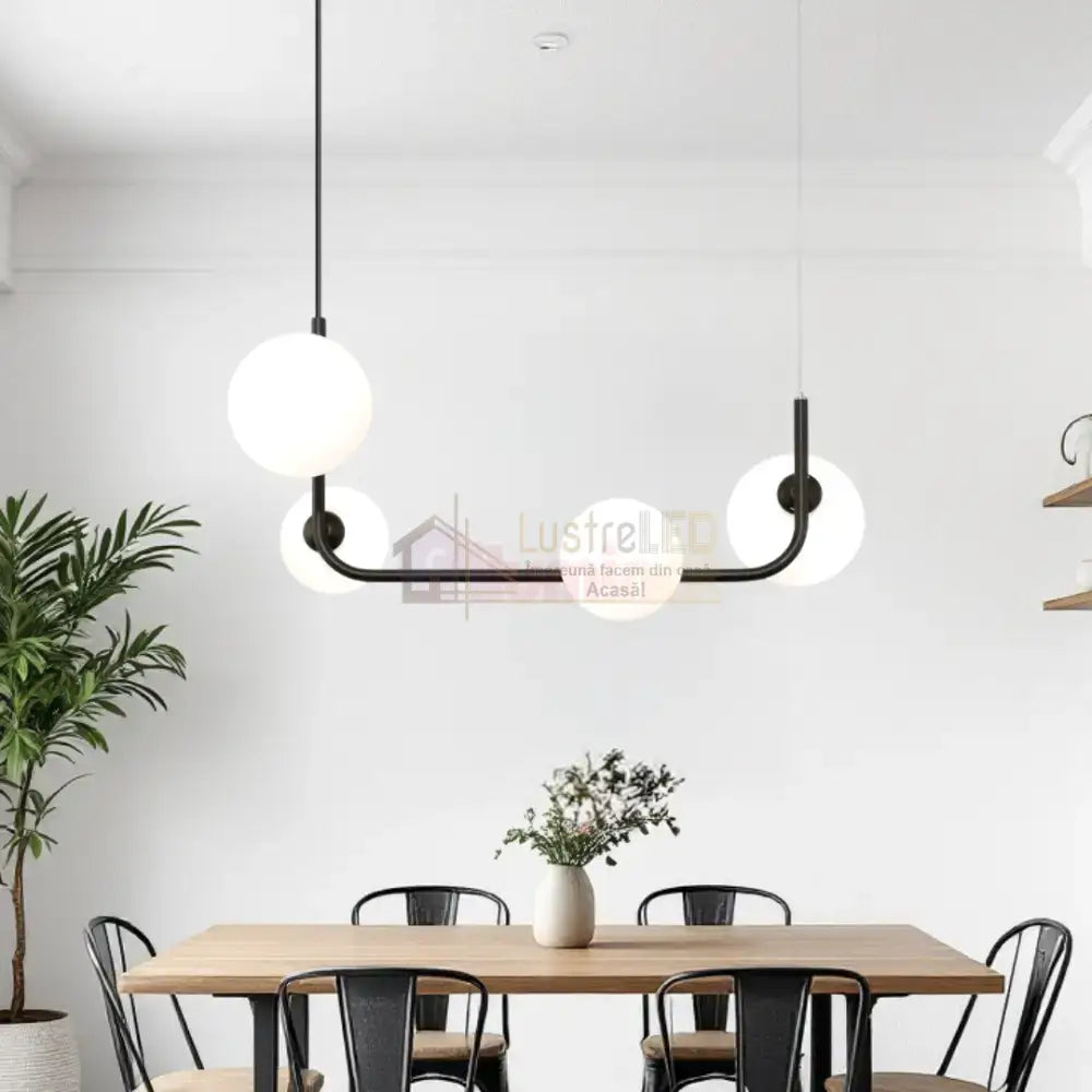Lustra Abajur MAT BLACK Urban Orbit 4xE27 - 3001-4 NEAGRA / ABAJUR Chandeliers