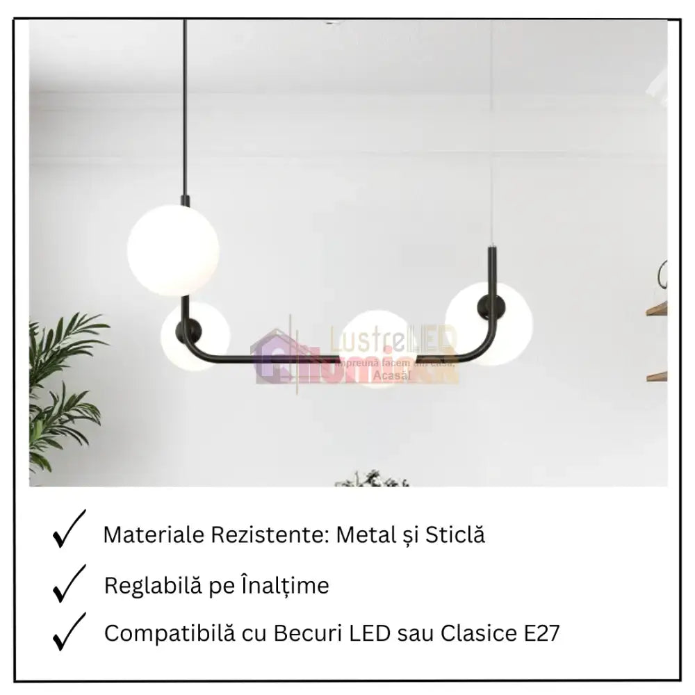 Lustra Abajur MAT BLACK Urban Orbit 4xE27 - 3001-4 lustreled.ro