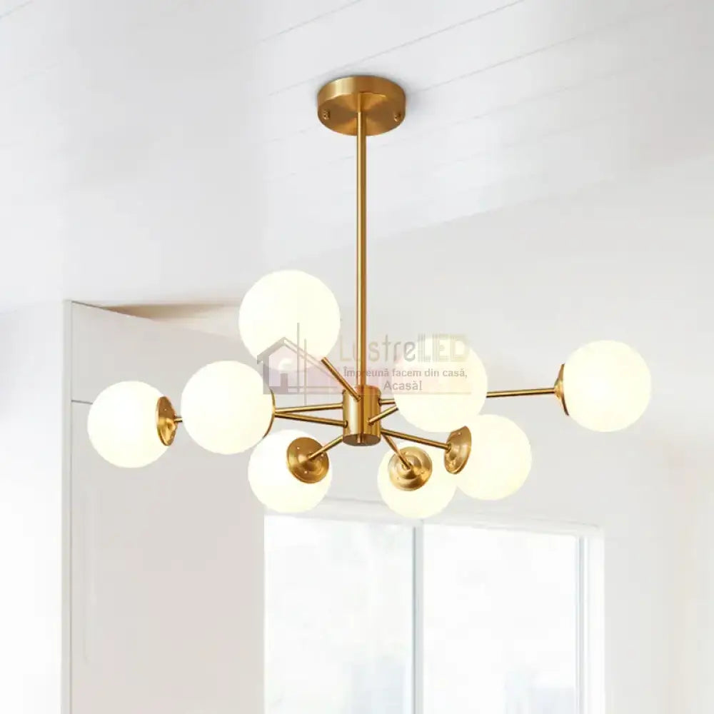 Lustra Abajur Mat Gold 8Xe27 Dx103-4 + 4 Gd Chandeliers