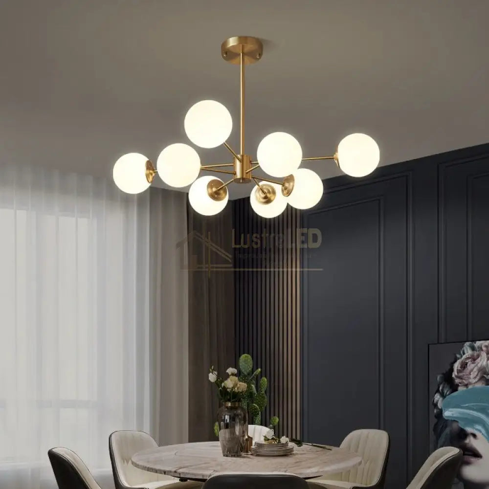Lustra Abajur Mat Gold 8Xe27 Dx103-4 + 4 Gd Chandeliers