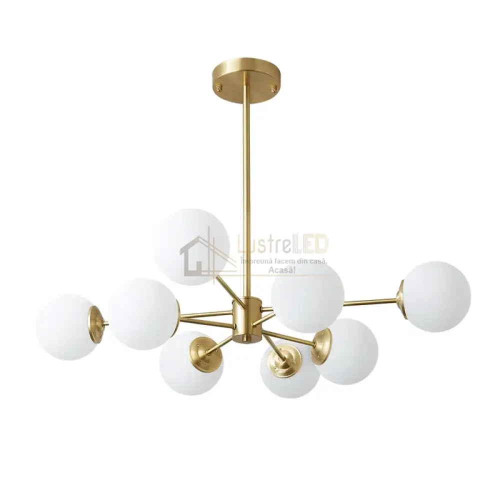 Lustra Abajur Mat Gold 8Xe27 Dx103-4 + 4 Gd Chandeliers