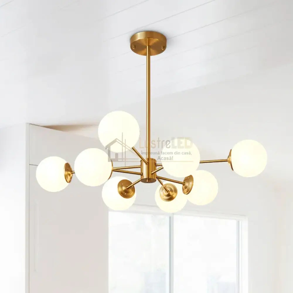 Lustra Abajur Mat Gold 8Xe27 Dx103-4 + 4 Gd Chandeliers