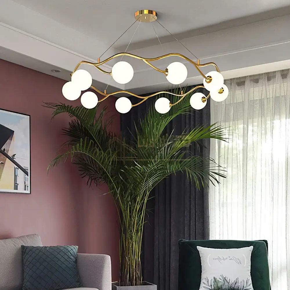 Lustra Abajur MAT GOLD Elven Ring 10xG9 80cm ABAJUR / AURIE Chandeliers
