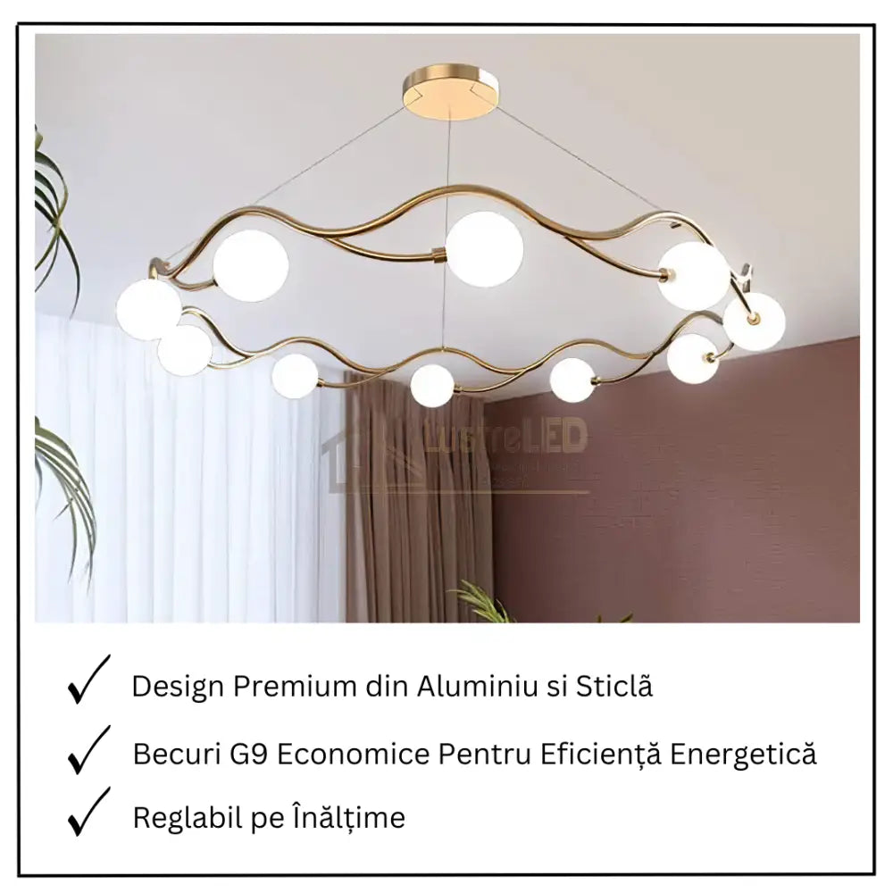 Lustra Abajur MAT GOLD Elven Ring 10xG9 80cm ABAJUR / AURIE Chandeliers