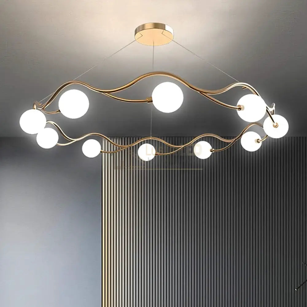 Lustra Abajur MAT GOLD Elven Ring 10xG9 80cm ABAJUR / AURIE Chandeliers