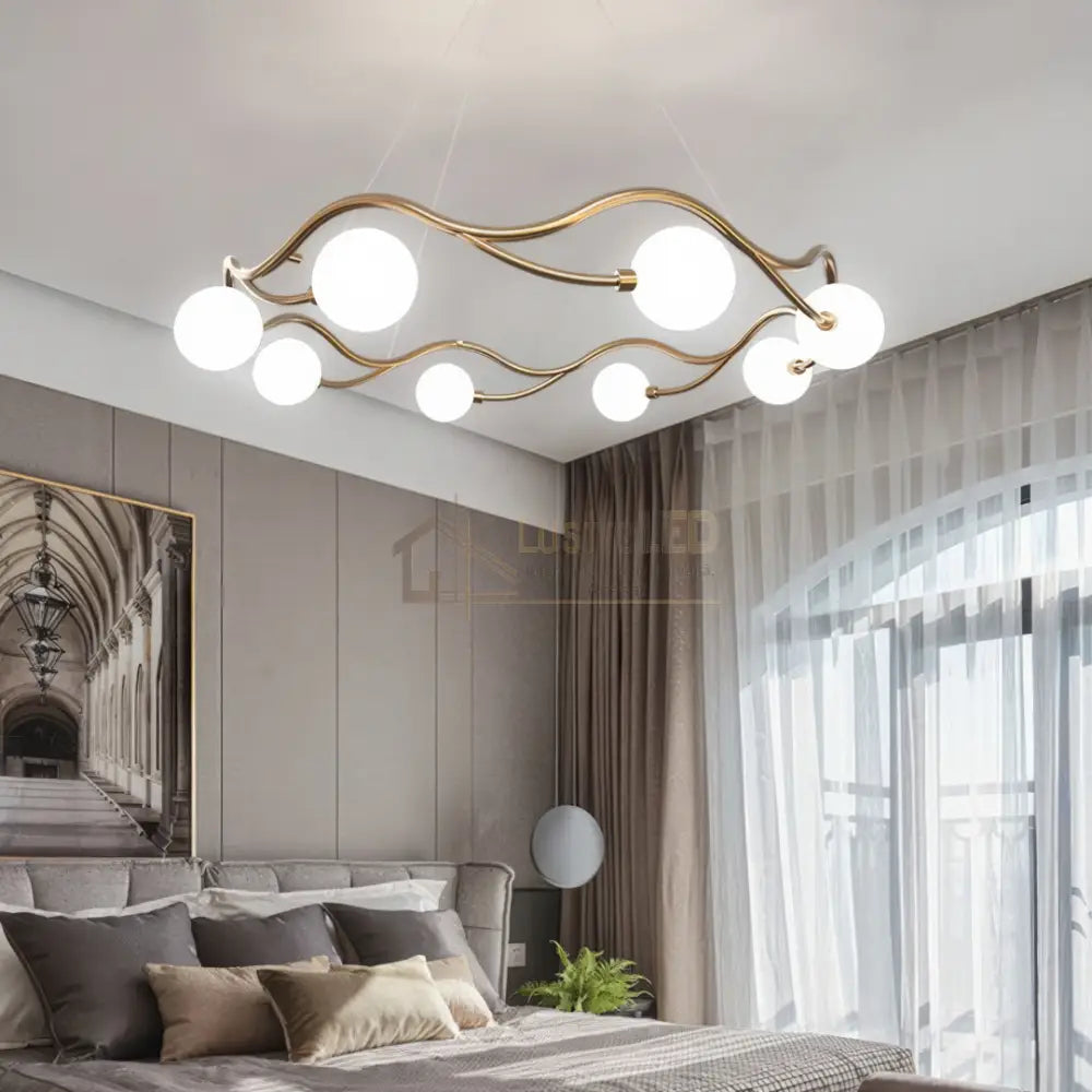 Lustra Abajur MAT GOLD Rotunda 8xG9 60cm ABAJUR / AURIE Chandeliers