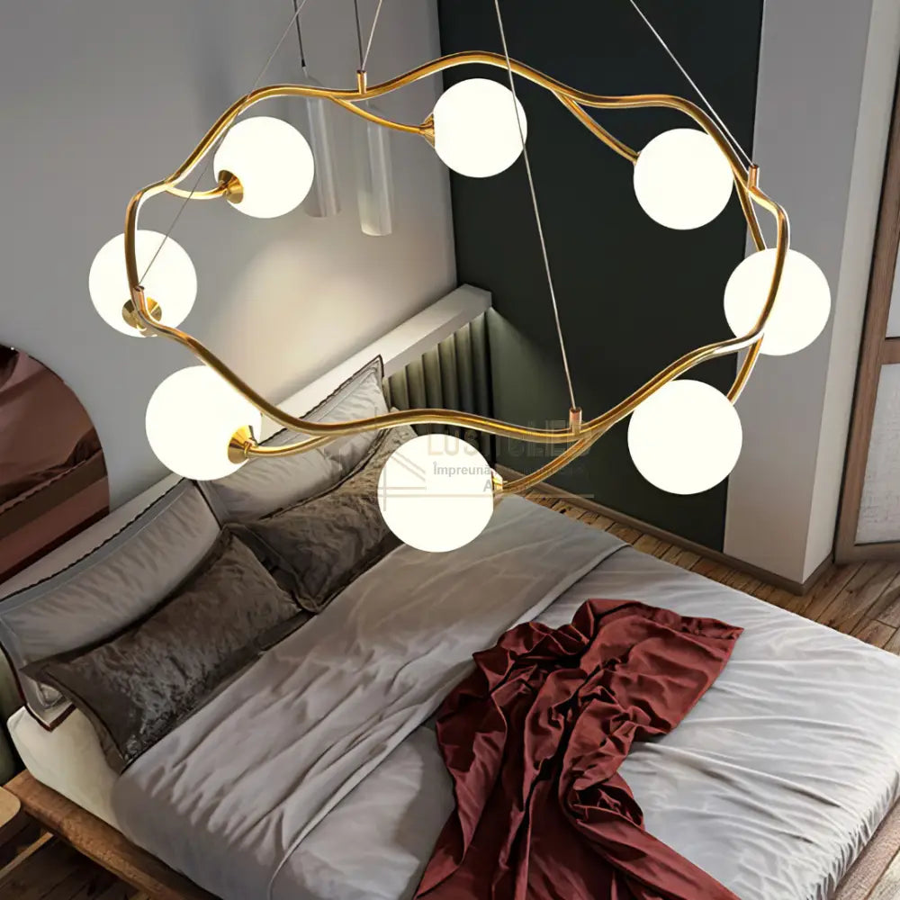 Lustra Abajur MAT GOLD Rotunda 8xG9 60cm ABAJUR / AURIE Chandeliers