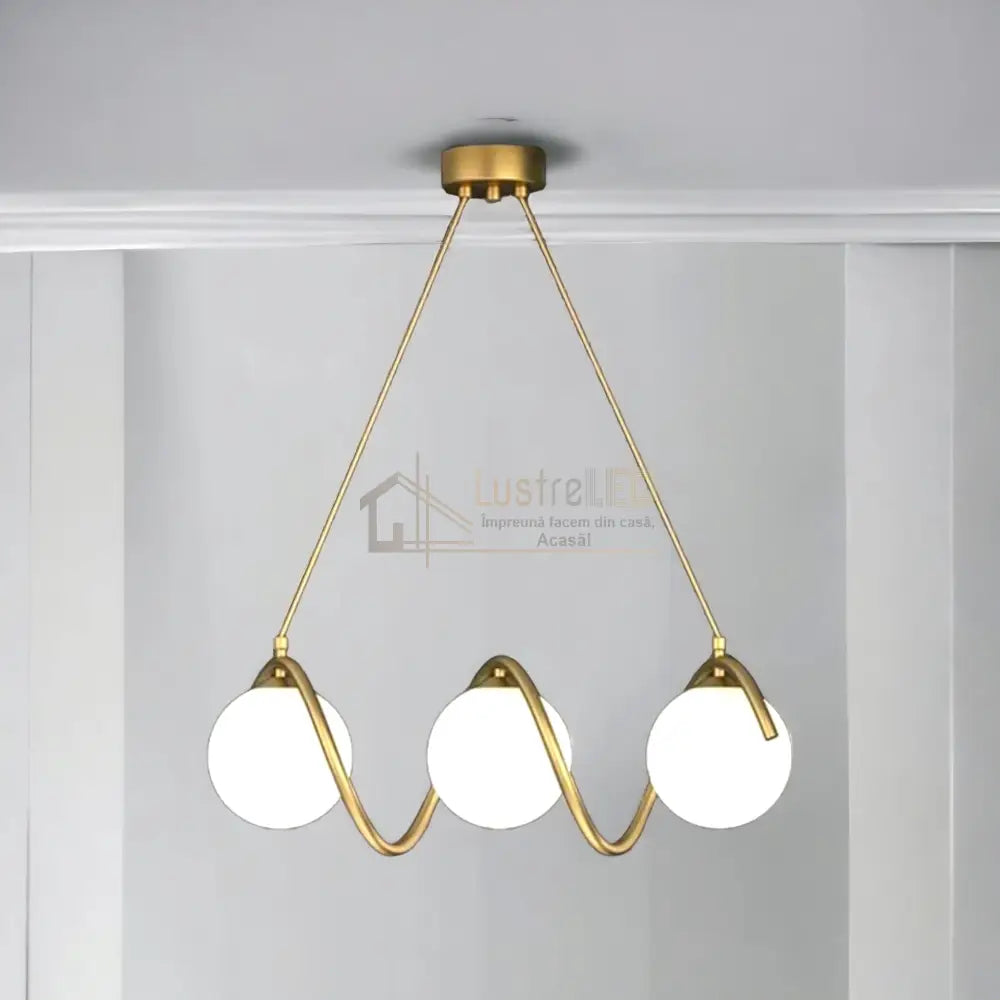 Lustra Abajur Mat Gold Liniara 3Xe27 Spiral Mx165-3 Chandeliers