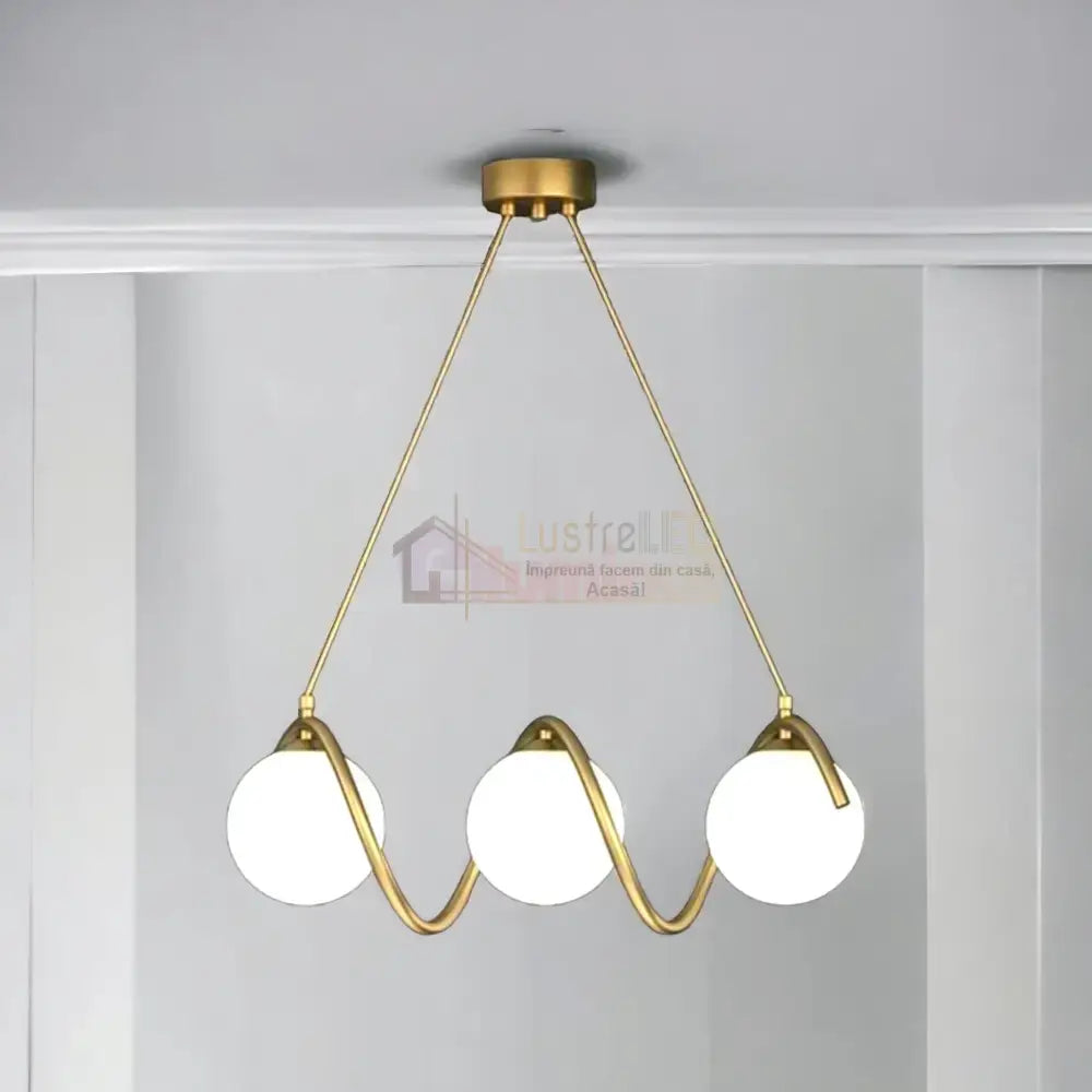 Lustra Abajur Mat Gold Liniara 3Xe27 Spiral Mx165-3 Chandeliers