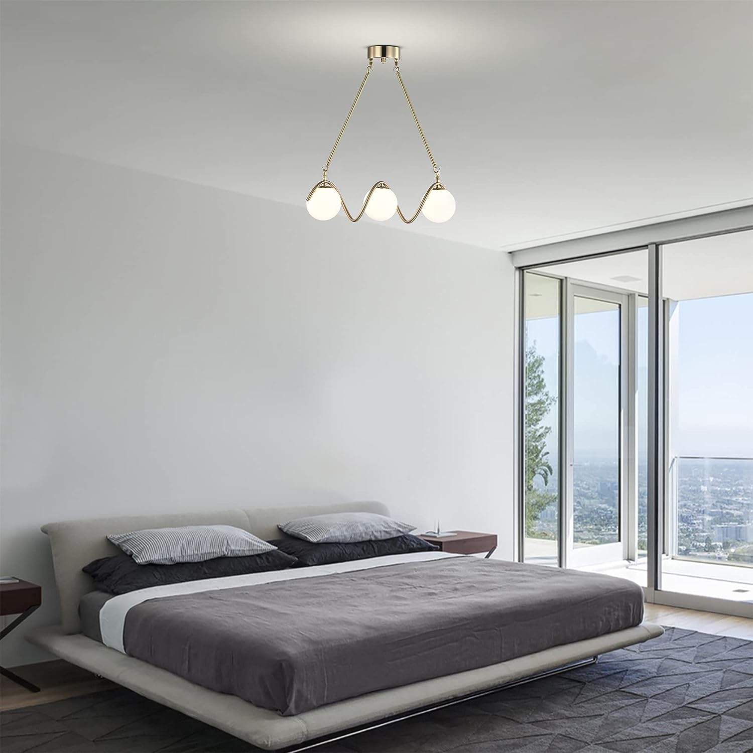 Lustra Abajur Mat Gold Liniara 3Xe27 Spiral Mx165-3 Chandeliers